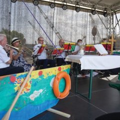 Ökumenischer Gottesdienst am Sonntagmorgen, 21. Juli 2019 in Walluf am Rheinufer.